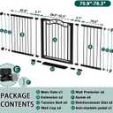 Fairy Baby 70.9"-76.3" Extra Wide Baby Gate for Stairs Doorways, Pressure Mount Pet Gate Auto Close Safety Child Gate, Long Large Dog Gate Indoor for House, 71 72 73 74 75 76 Inches Wide, Black