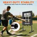 Heavy-Duty 9 Hole Baseball Pitching Net with Pitching Target Pockets, Regulation Size Strike Zone, Portable Adjustable Height Pitcher Training Equipment for Baseball/Softball Practice