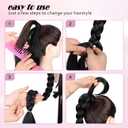 2PCS Long Braid Ponytail Extension with Hair Tie DIY Wrap Around Synthetic Hairpiece Natural Soft Fluffy Style for Women's Daily Wear