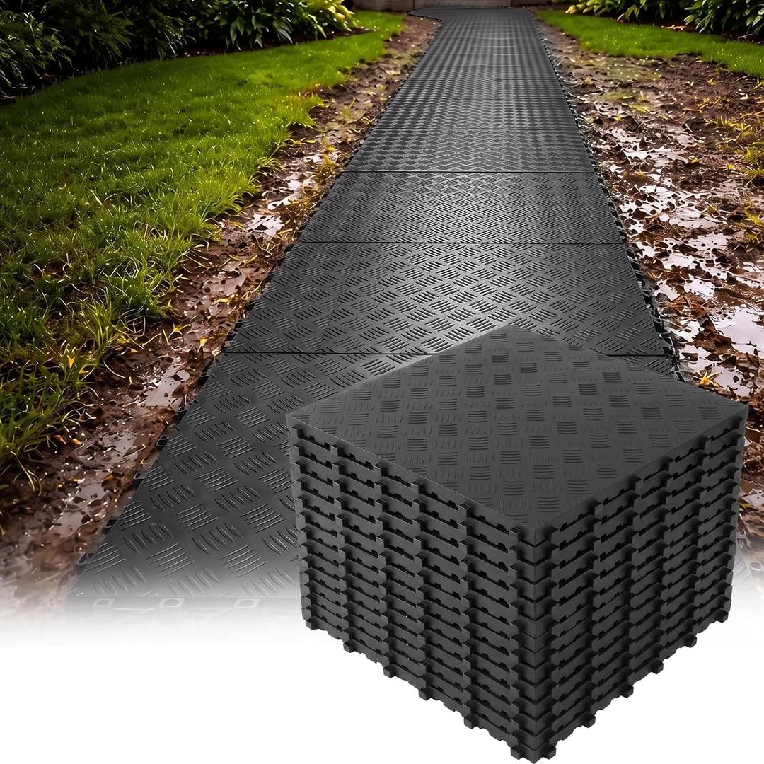 Interlocking Ground Protection Mats Anti Slip 24 Sq ft Coverage