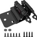 Chibery 3/8 Inch Inset Cabinet Hinges, 6 Pack Self Closing Flush Face Mount Hinges with Door Bumper, Variable Decorative Hardware for Bathroom, Furniture, Kitchen Cabinet Doors, Matte Black