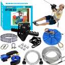 Zip Line Kit for Kids Adults : Up to 450Lbs 150FT Zipline for Backyard Outdoor with 100% Rust Proof Removable Trolley Swing Seat Safety Harness Spring Brake