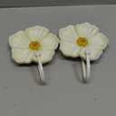 Guichifun Flower Coat Hooks Wall Decor - 2pcs Resin White Decorative Wall Hooks for Hanging Clothes Coats Towels Keys Bags Hats Bathroom Home Decoration Gift 4.3 x 2.2 x 6 Inch (White and Yellow)