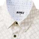 Men’s Short Sleeve Button Down Shirts Wrinkle Free Casual Vacation Tops Geometric Print Summer Beach Shirt with Pocket (Beige, M)