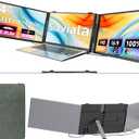 Laptop Screen Extender 0.17" Ultra-Thin, 14" 1080P FHD IPS Portable Monitor, Triple Screen Laptop Monitor Extender for 13"-17" Laptops, Plug & Play for Mac/Android/Chrome