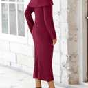 Saodimallsu Womens Off Shoulder Maxi Sweater Dress Long Sleeve Bodycon Sexy Elegant Club Party Knit Dresses (Red, L)