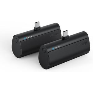 VEGER 2 Packs of Small USB C Portable Chargers, 5000mAh Power Bank Fast Charge Travel Essentials Battery Pack Compatible for iPhone 17/Air/17 Pro/17 Pro Max, Samsung Galaxy S25/S24/Android