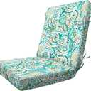 Honeycomb Outdoor Essentials Dining Chair Cushion, 20 x 41, Geneva Paisley Turquoise Cushion for Patio Furniture