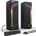 Computer Speakers, 2 in 1 PC Speaker , Gaming Speakers for PC Computer Laptop Desktop Monitor, RGB Speakers with Touch Sensitive Lighting, USB Powered 3.5mm Aux (Package Only Two Speaker, No Sound bar）