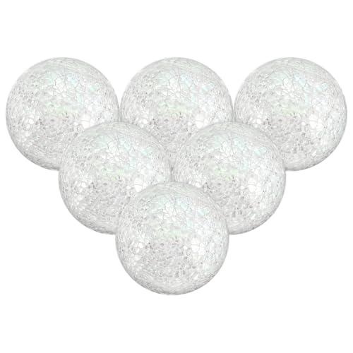 M METERXITY 6-Pack Decorative Ball for Bowls, 3 Inch Mosaic Glass Balls Decorative Glass Orbs for Home Decor/Dining Tables/Wedding Party/Coffee Table/Centerpiece Decor [White]