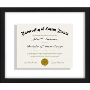 Americanflat 12.5x15 Diploma Frame with Shatter-Resistant Glass - Floating Frame with Engineered Wood - Signature Float Collection - Picture Frame for Wall Display - Black