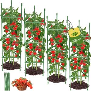 4PCS Tomato Cages for Garden, Tomato Trellis for Raised Garden Bed, 51.2" Tall Cage Plant Support for Pots, Gardening Supplies Trellis for Climbing Plants (4PCSHigh: 51.2 Inch)