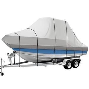 iCOVER T-Top Boat Cover, 600D Heavy Duty Marine Grade Waterproof Tear Resistant, Hard Top/T Top Boat Cover for Center Console Boat with T TOP Roof, Fits 22'-24' Long Beam Width up to 106", Grey