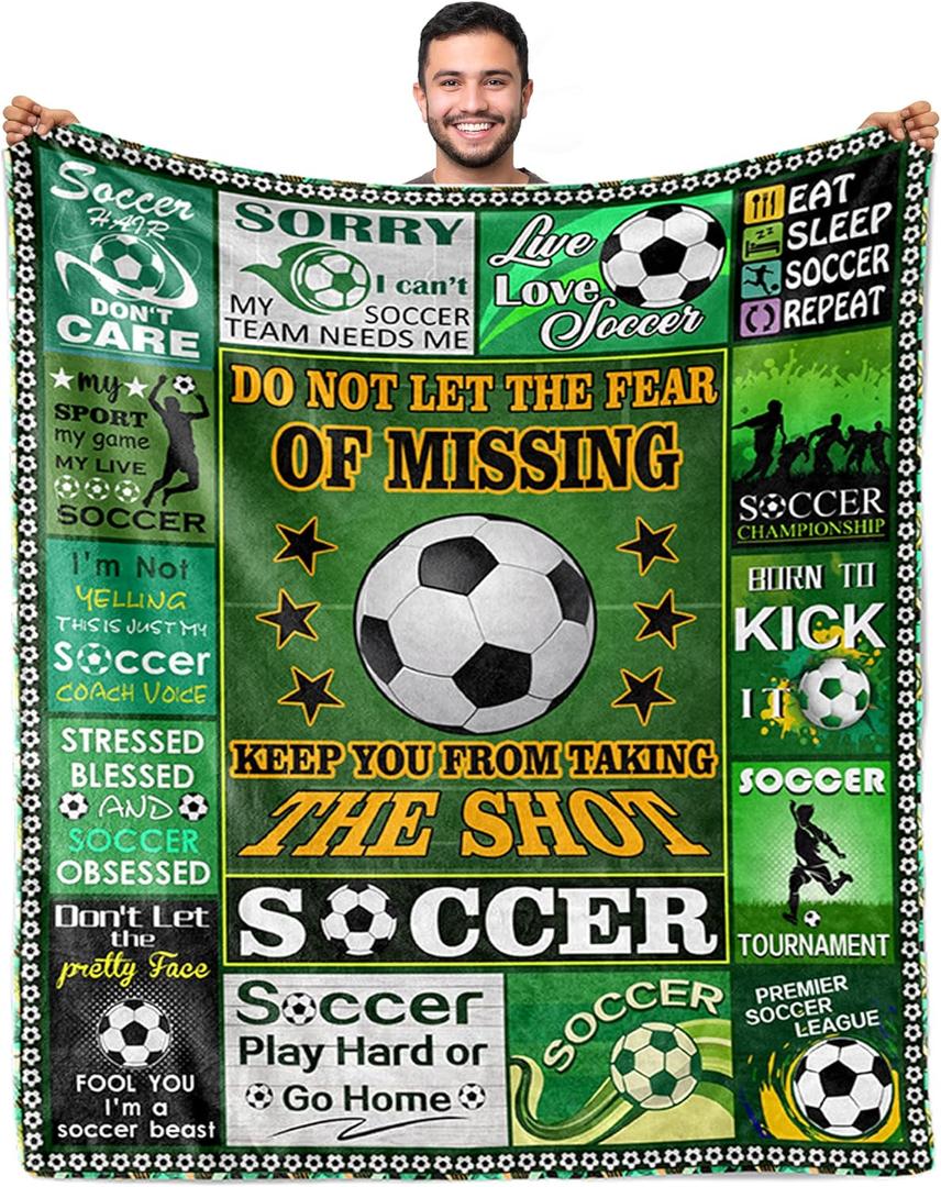 Soccer Gifts for Boys, Soccer Lover Gifts, Soccer Ball Team Gifts Blanket 60"x 50"
