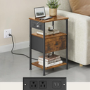 VASAGLE Nightstand with Charging Station