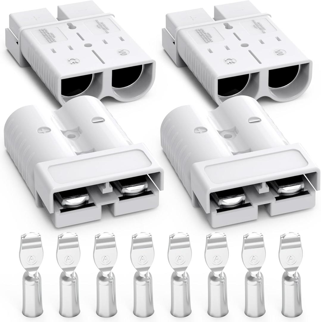 Anderson Connector, 350Amp Battery Quick Disconnect 2/0AWG 600V Heavy-Duty Winch Wiring Kit for Towing (4Pack) - Gray