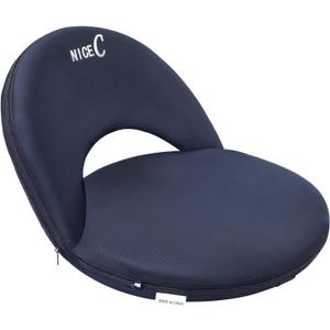 Nice C Stadium Seats, Floor Chairs, Bleacher Chairs, 10-Position Reclining Waterproof Cushion, Ultralight, Foldable, Extra Thick Padding, with Shoulder Strap & Net Pocket (Set of 1 Black)