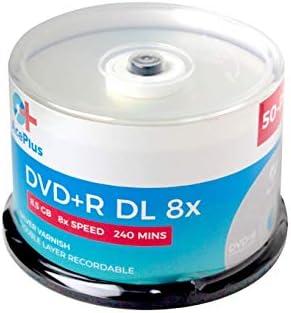 AcePlus 50-Pack DVD+R Dual Layer Discs with 8X Speed, 8.5 GB of Data and Logo-Branded Silver Surface in Cakebox