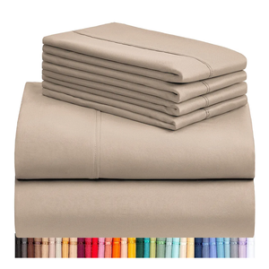 LuxClub 4 PC Full Sheet Set, Breathable Luxury Bed Sheets, Deep Pockets 16" Wrinkle Free Cooling Bed Sheets Machine Washable Hotel Bedding Silky Soft - Light Khaki Full