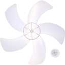 DOITOOL 16 Inch Fan Blade Replacement Universal Plastic Standing Fan Blades 5 Leaves with Nut Cover Table Fanner Leaves - Easy to Install, 37X37cm