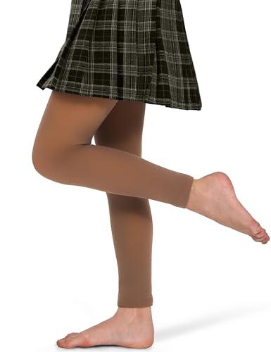 KBVOT Girls Fleece Lined Tights Kids Warm Thermal Winter Thick Leggings Pantyhose Fake Translucent Pants for School Dress, 4-6 Years 