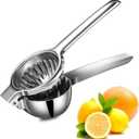 TEZZ Upgrated Extra Large Lemon Squeezer, Heavy Duty Handhelp Orange Juicer with 3.47'' extra big Filter Bowl, Stainless Steel Hand Press Citrus Juicer, Lime Squeezer Bar Tool, Manual Citrus Press (Silver)