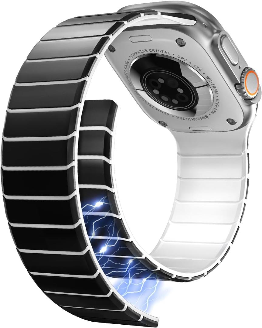 X-it Magnetic Watch Band for Apple Watch Ultra 49mm, 46mm/45mm/44mm, Silicone Sport Strap with Strong Magnet for Men and Women, Compatible with Apple Watch Series 11/10/9/8/7/6/5/4/3/2/1 and SE