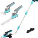 DURATECH Cordless Hedge Trimmer, 7.2V 3-in-1 Handheld Electric Grass Trimmer & Hedge Shears with 50" Wheeled Extension Pole, USB Type-C Cable and Built-in Li-ion Battery, for Garden, Yard and Lawn