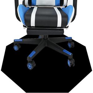 Custom Office Desk Octagonal Chair Mat 36 Inch Personalized Photo Text Logo Customized Gaming Chair Mats Carpets for Office Home, 1PC, Blank Black