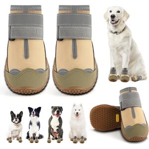 Dog Shoes for Large Dogs, Medium Dog Boots & Paw Protectors for Hardwood Floors, Outdoor Dog Booties for Hot Pavement Winter Snow Hiking, Waterproof Dog Shoes with Reflective Strips Size 4 (#4 (width 1.96 inch) for 36-43 lbs)