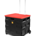 MaxWorks 50830 Collapsible Black Rolling Folding Dolly Cart for Teachers - Multi-Functional Teacher Dolly with Extra Storage, Durable Wheels, and Easy-to-Fold Design for Classroom, Office, Shopping