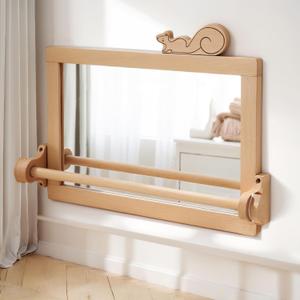Montessori Mirror with Baby Pull Up Bar Pull to Stand 23.6" x 15.7"
Shatterproof, Horizontal & Vertical Mount, Squirrel Accessory, FSC-Certified Solid Wood