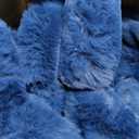 Cozy Bliss Faux Fur Throw Blanket for Couch, Cozy Warm Plush Striped Blanket for Sofa Bedroom Living Room, 50 * 60 Inches Navy Blue