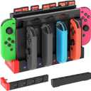 FastSnail Charger Compatible with Nintendo Switch for Joy-Con, Charging Dock Stand Station Base and Game Card Storage Holder with 28 Game Card Slots Compatible with Nintendo Switch