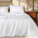 Shilucheng 100% Egyptian Cotton Queen Size Sheets Set - 1000 Thread CountLuxury Cotton Bed SheetsBreathable & Cooling Bedding and Pillow Cases, 16 Inch Deep Pocket - 4 Piece (White, Queen) 