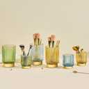Makeup Brush Holder Organizer,Toothbrush Holders,Desk Pen Pencil Holder,Multifunctional Vintage Glass Brush Cup（S+L/Milky White/A3-5-US）