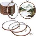SHENLIU 9 Pcs 8 Inch Round Embroidery Hoops Frame, Cross Stitch Hoop Imitated Wood Embroidery Hoop Circle Rubber Ring Display for Art Craft Sewing and Christmas Ornaments