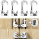 4 Pack Child Proof Cabinet Door Locks Baby Safety Combination Adjustable Cupboard Locks Passwords Child Proofing Latches for Knob Handle Drawers Closet (White)