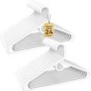 HOUSE DAY Quality Plastic Clothes Hangers 24 Pack  Super Heavy Duty 20lb Capacity Thick Strong Closet Hangers White for Adult Clothing  Durable for Coats, Jackets, Jeans, Pants