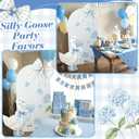 Novabright 2 Pcs One Silly Goose Party Decoration 5ft and 2.5ft Blue Bow 1st Birthday Silly Goose Cardboard Cutout Standup Photo Props Backdrops for Boys 1st Birthday Baby Shower Supplies