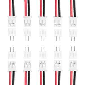 MECCANIXITY 10Pcs PH 2.0mm 2 Pin Single Head Male Connector Plug with 24 AWG 100mm Wire Cable Female Motherboard Connector for Speakers,LED Light Strips