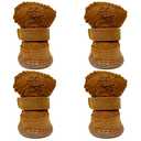 Dog Boots, HiBallBall 4 PCS Dog Shoes for Small Pets Dogs, Anti-Slip Snow Boots, Paw Protectors (Brown, Size4)