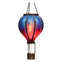 COLLECTIONS Hot Air Balloon Solar Lantern for Garden Decor, Flickering Flame Hanging Solar Light for Outdoor Decorations, Blue & Purple Plastic Lamp for Yard Tree Porch Party, Gift for Mom