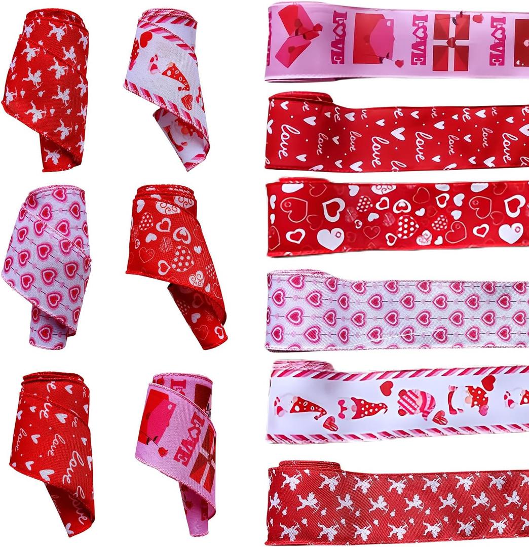 Red Heart Wired Edge Ribbon, Pink Dot Wide Pink Dot Craft Ribbon for Wrapping and DIY Projects, 30 Yards/Roll, 2.5 inches