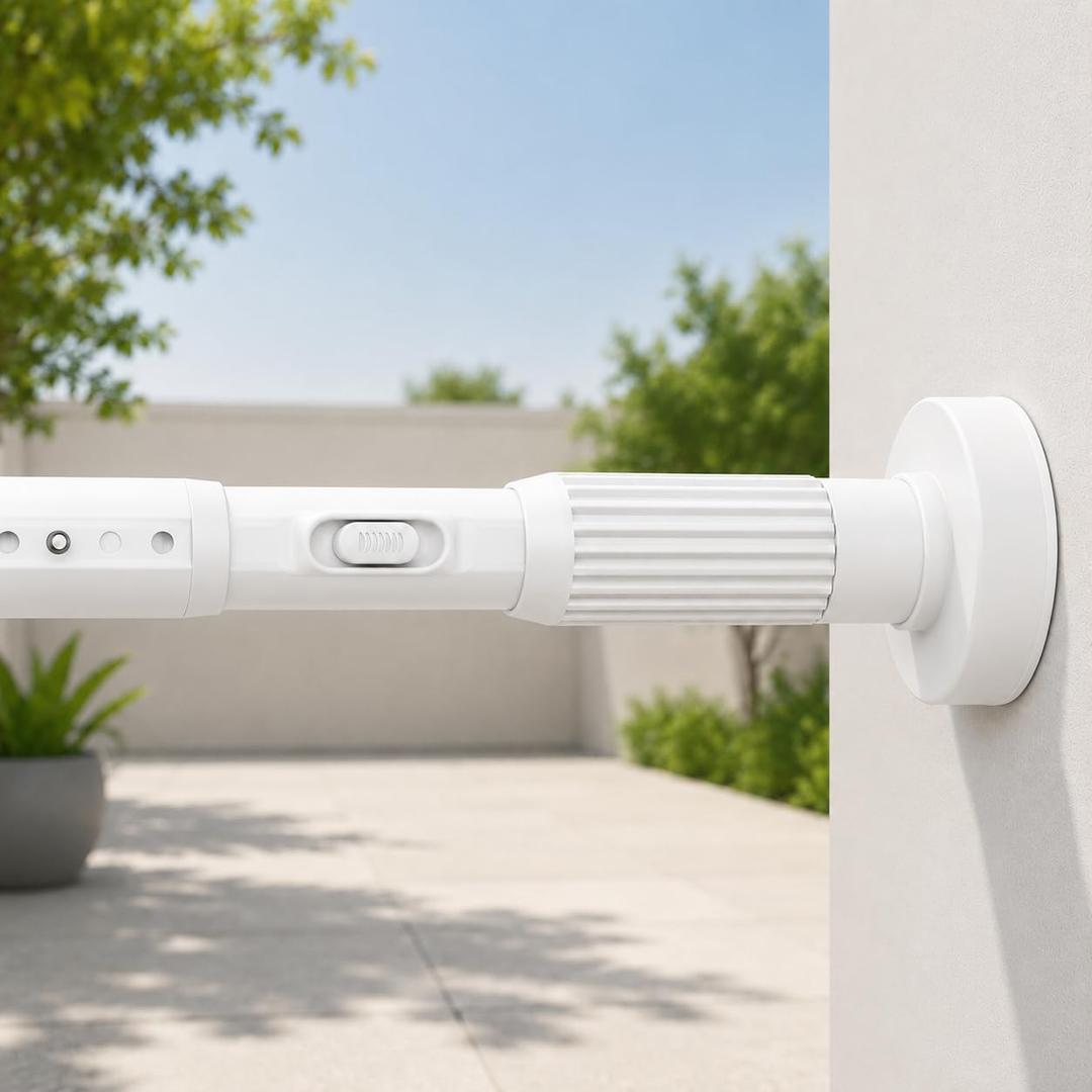 No Drill Tension Curtain Rod 39-137 Inch, Adjustable Heavy Duty Anti-Slip Telescopic Rod for Window Shower Patio Outdoor, 1.26" Diameter, White