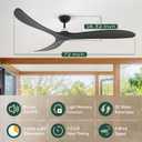TALOYA 72 Inch Ceiling Fans with Lights Led Remote Control Flush Mount Low Profile for Bedroom Farmhouse Patio Outdoor Living Room,Buzzer ON & Off,DC Motor,Reversible,Dimmable,Black,Solid Wood Blade