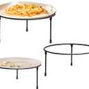 HPC DECOR Set of 3 Black Metal Wire Pizza Pan Riser Stands- Round Pizza Tray Riser Rack - Tabletop Display Racks for Food Platter Tray- Metal Display Stands for Home, Restaurant and Party