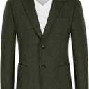 PJ PAUL JONES Mens Herringbone Blazer Vintage Tweed Wool Blend Sport Coat Jacket (Small, Army Green)
