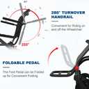 Ultra-Light Transport Wheelchair (only 15lb), Folding Portable Wheelchair with Hand Brake, Trolleys for Elderly Aircraft Travel, Wheelchairs for Adults (with Bag) (with Telescopic Handle)