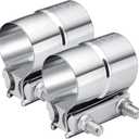 EVIL ENERGY 2.5'' Exhaust Clamp, 2 1/2in Lap Joint Band Clamp Stainless Steel for Pipes, Mufflers, Catalytic Converters (2PCS, 2.5 inch)